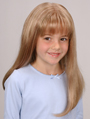 Jon Renau Children's Wig Emily has a unique mono part that starts from the forehead and ends at the nape. Perfect for natural looking braids or pigtails.