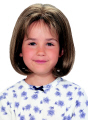 Jon Renau Children's Wig Katie is a cute and versatile bob style with skin top (model is seen here showing her natural bangs).
